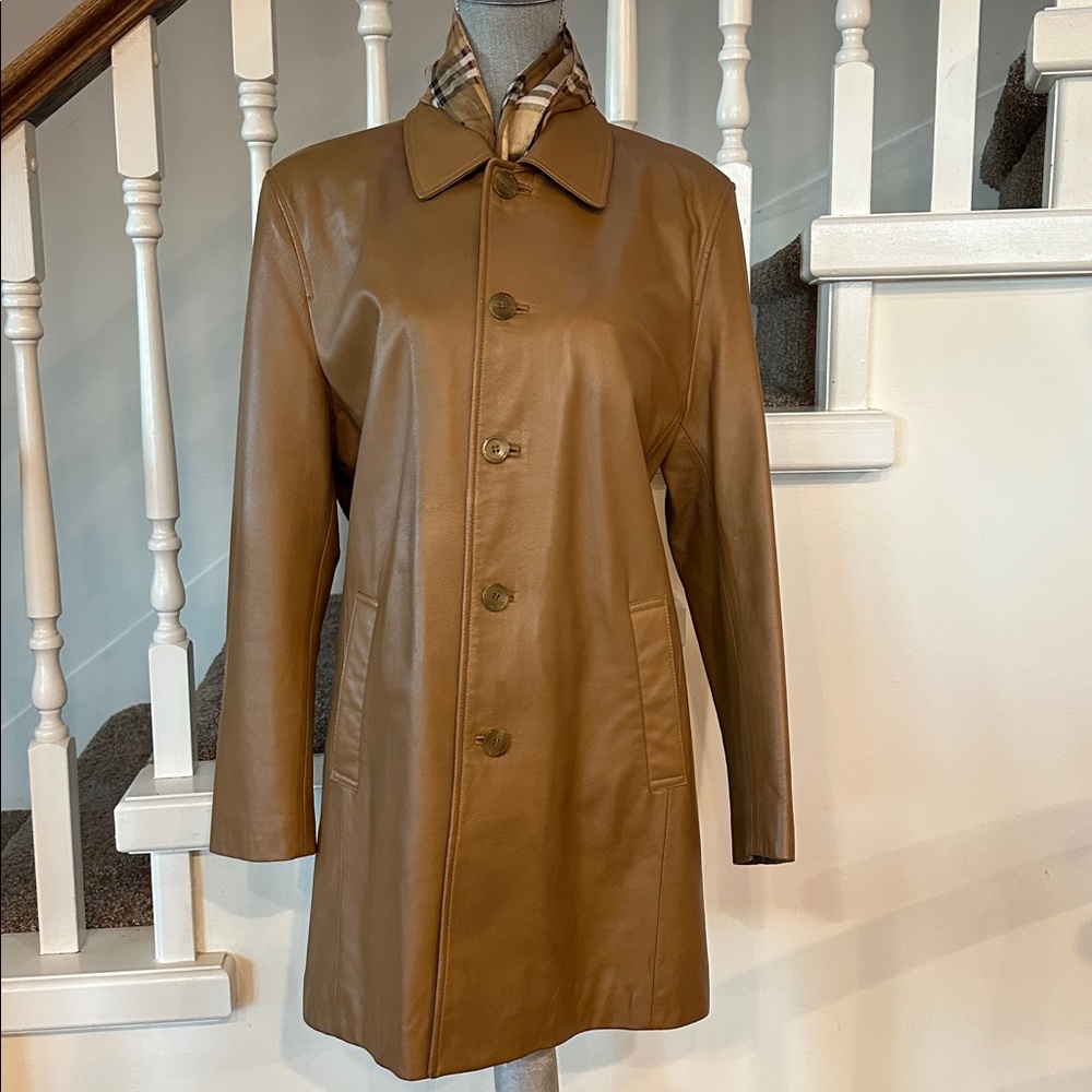 Italian lamb leather dress coat